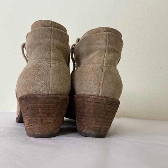 Joie Ajax Suede Ankle Boots Size 38.5 or 8.5 Putty Taupe Leather Cowboy Western - Picture 10 of 13